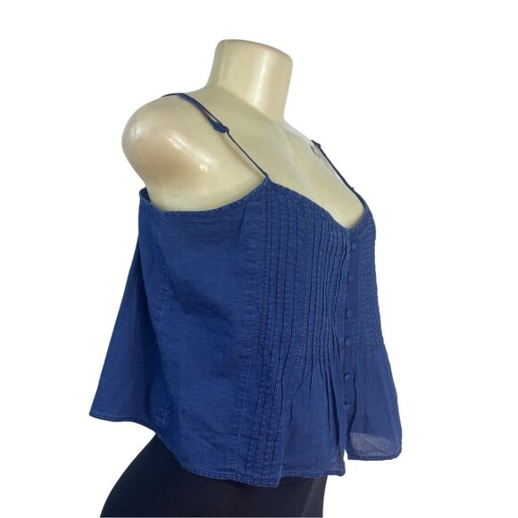 American Eagle Blue Button-Front Sleeveless Top With Adjustable Straps Size M - Picture 2 of 7